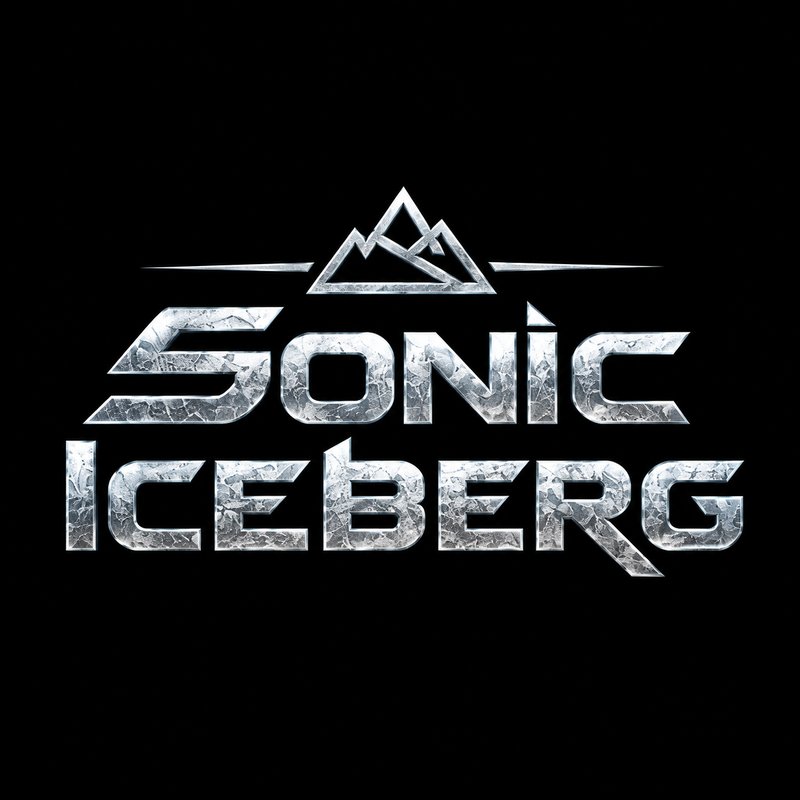 Sonic Iceberg logo — icy silver lettering under a mountain outline